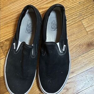 Vans Men's Black and White Slip-On Sneakers